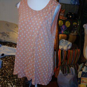 Old Navy Women's Large Maternity Feeling Peachy Coral & White Nursing Shirt